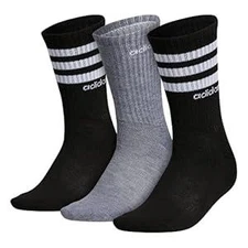 Adidas Women's Performance Crew Socks Black Heather Grey 3 Pair