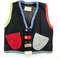 Crispina Ffrench Sweater Vest XL Handmade Upcycled Wool Wearable Art VTG 90s