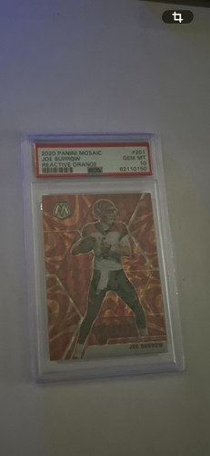 2020 Joe Burrow Panini Mosaic Orange Reactive Rookie Prizm #201 PSA 10 GEM MINT