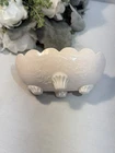 Jeanette Shell Pink Milk Glass Open Candy Dish 4 Toe 5-1/2 x 3-1/2 x 2-1/4” Vtg