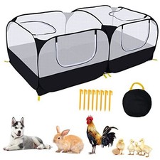 Small Animals Playpen,Pet Cage Tent Large Chicken Black with Detachable Bottom