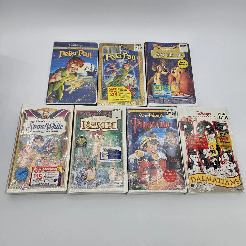 Lot of 7 Walt Disney Masterpiece Collection Snow White Platinum VHS Tapes Sealed — 第 2/3 张图片