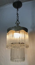 Raindrop Ceiling Light Vtg Chandelier Prism Antique Wedding Cake Fixture #L3