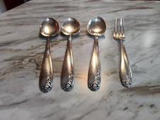 Wm. Rogers Mfg. A1 Plus IS Silver Plate Tupperware Rose 3 Tablespoons + 1 Fork