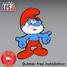 Papa Smurf Cartoon Vinyl Decal Laptop Bumper Sticker Helmet Wall Window