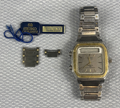 vintage Seiko Sports 100 Alarm watch H557-5179 Original Tag and band parts AS/IS