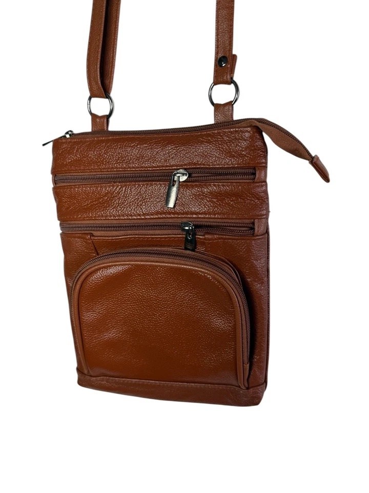 VTG Unbranded Unisex Faux leather crossbody bag with 6 compartments Boho Chic - Image 2 of 4