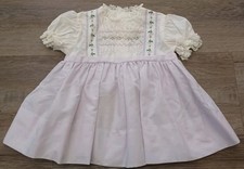 Vintage Polly Flinders Hand Smocked Dress Size 9 Mths Lilac Easter Spring Summer