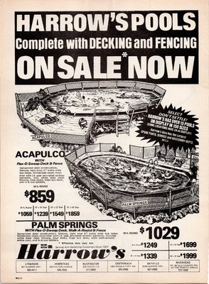 Harrow's Pools Vintage 1970s Magazine Ad Long Island Swimming Pool Print