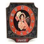 Vintage Coca-Cola Wall Clock 1974 Embosograph Display Girl Victorian Retro Brown