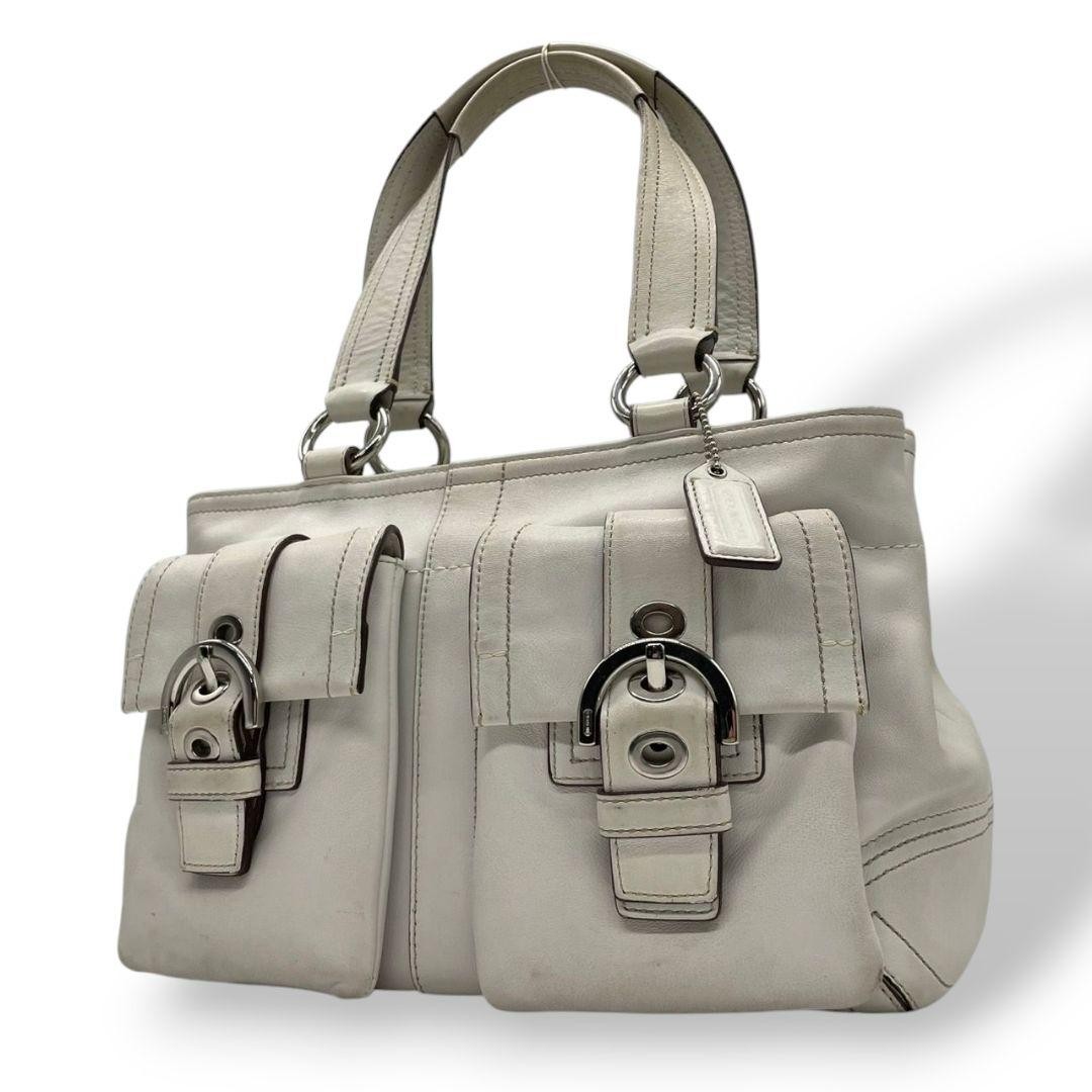 Coach Y2K Vintage White Leather Shoulder Tote Bag