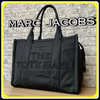 MARC JACOBS The Tote Bag Puffy Nylon Large Black Yellow Shoulder Tote Authentic