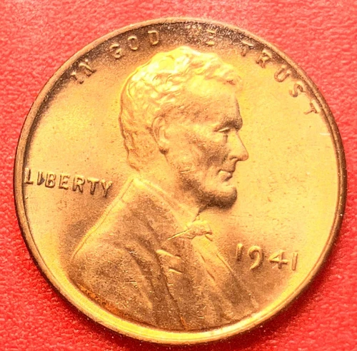 1941-P Lincoln Wheat Cent Penny GEM RED BU From an Original Bank Roll