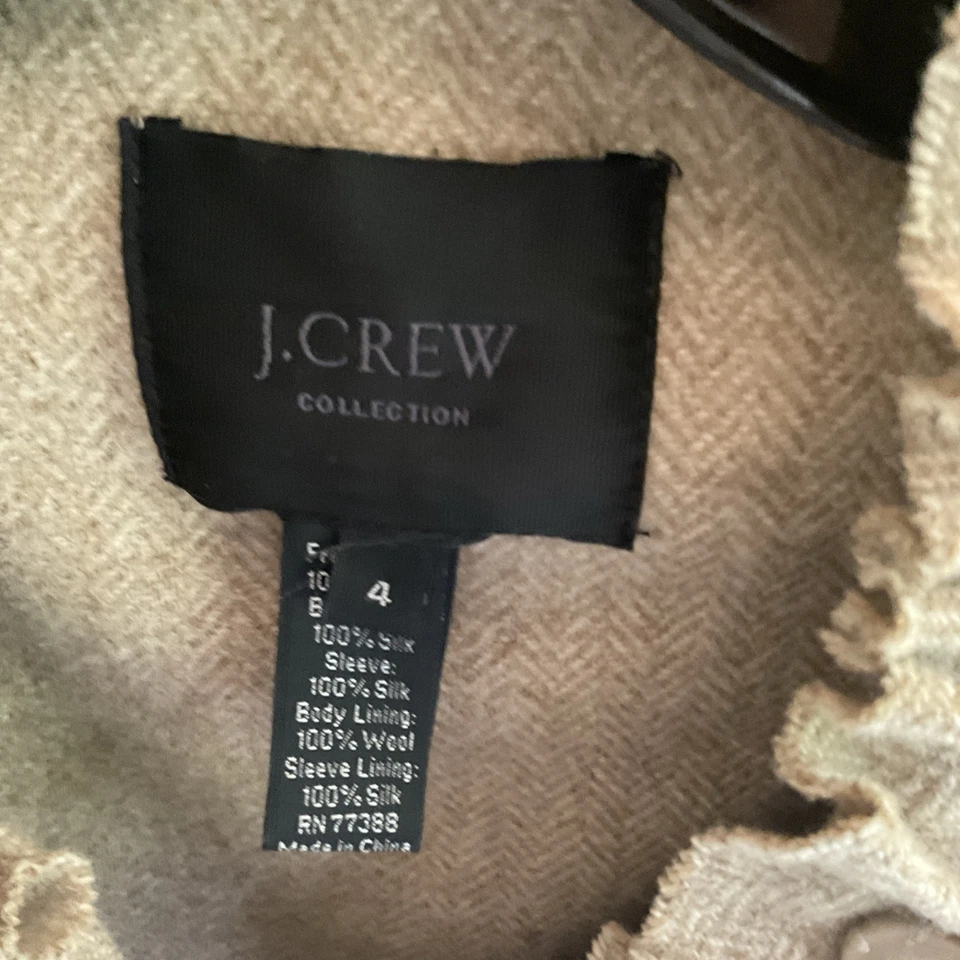 J. Chaqueta de tweed Crew Collection mezcla de algodón seda ribete en contraste 4 Foto 4 de 4