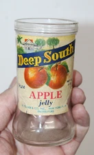 Vintage  Deep South Apple Jelly Glass Jar  Paper Label  8 OZ 4 1/4''