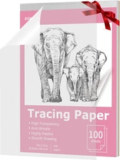 Tracing Paper 9X12 Inch, 100 Sheets Transparent Vellum Paper for Tracing Pads, T