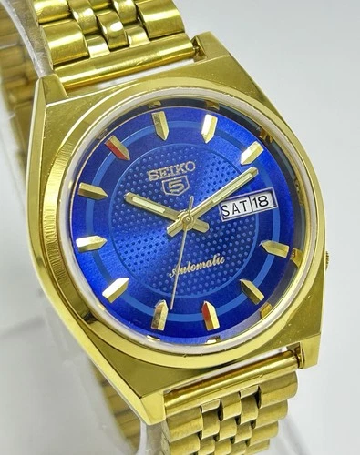 Vintage Seiko 5 Blue Dial Day-Date Automatic Movement No.6309A Men Wrist Watch