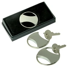 key ring circle double sided silver keyring chrome boxed key chain quality New