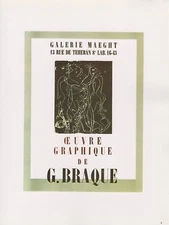 1989 VINTAGE "BRAQUE OEUVRE GRAPHIQUE" MOURLOT MINI POSTER COLOR Art Lithograph