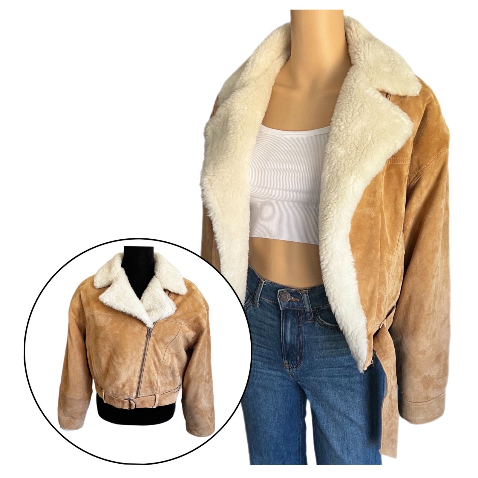 Levi's Suede Bomber Jacket Womens Tan Brown Small Lev… Gem