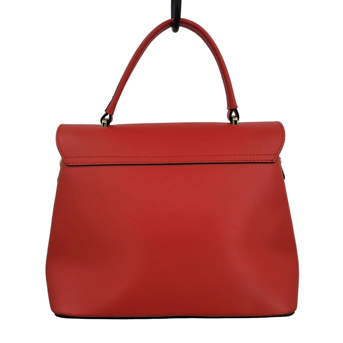 Luana Ferracuti Top Handle Satchel Handbag Italian Leather Red Convertible
