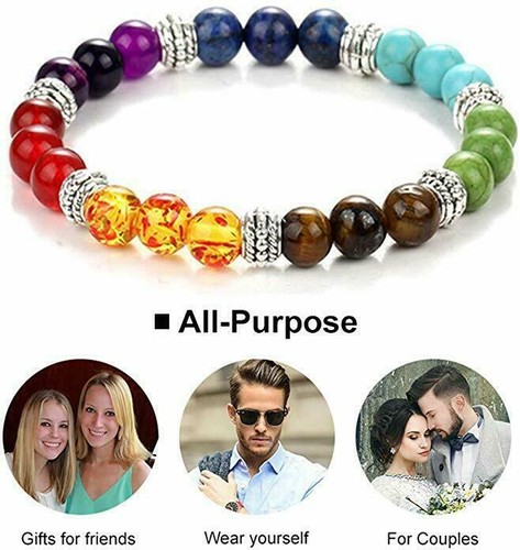 7 Chakra Healing Natural Stone Round Gemstone Yoga Energy Beads Bracelet Jewelry - Picture 31 of 148