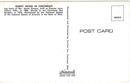 Vintage Ohio Chrome Postcard Oldest House In Cincinnati - Picture 2 of 2