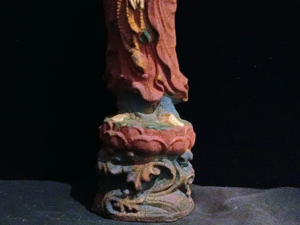 Estatua de madera antigua tibetana tallada a mano *KwanYin Bodhisattva* de 11,5 pulgadas Foto 3 de 4