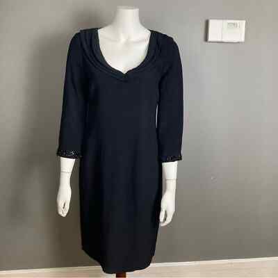 NWT La Perla Classic Black cocktail Dress tailored beaded  44 IT / 8 US Medium
