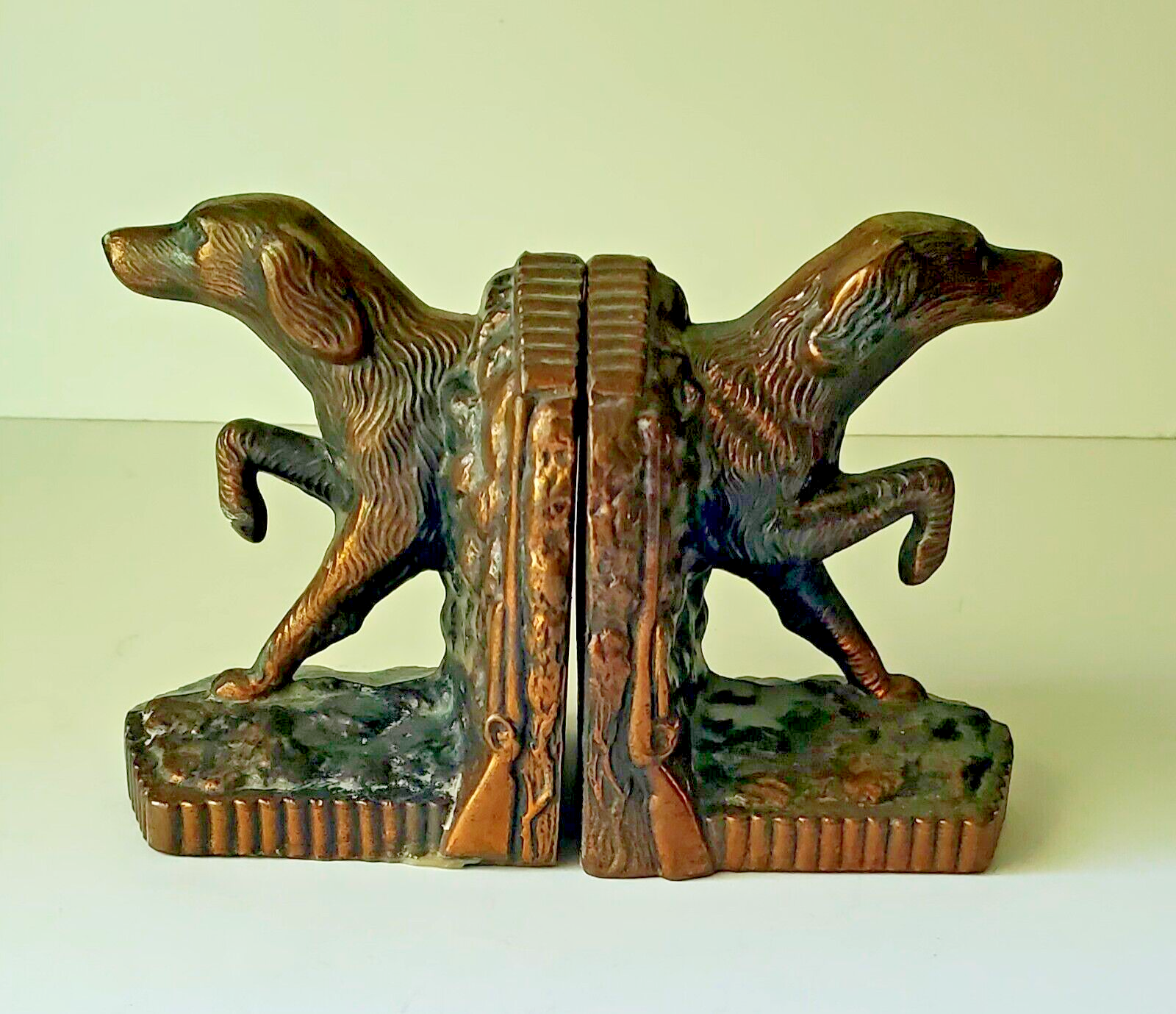 Vintage 1950 B.M.P Cast Metal Hunting Dog Bookends