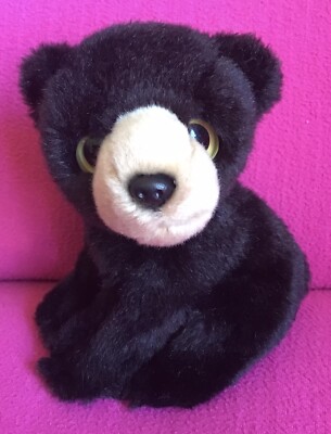 Wild Republic Black Bear Cub Sitting Soft Plush Toy 7  