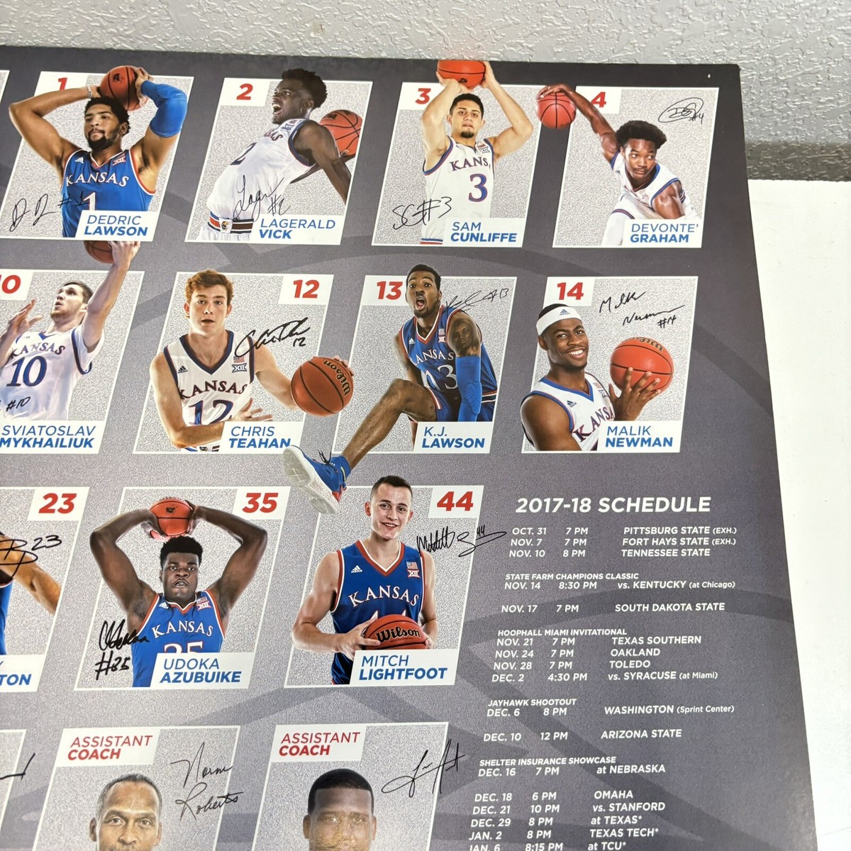 2017-2018 Kansas Jayhawks KU Basketball Poster Schedule Calendar