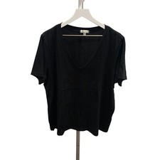 Good American Boyfriend V-Neck Tee Black Size 4