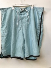 OLD NAVY MEN'S BOARD SHORTS Beach Surf Swim Light Blue Brown Trim SIZE XXL