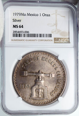 1979 MEXICO Huge Medallic 4.1cm SILVER Onza Mexican COIN PRESS