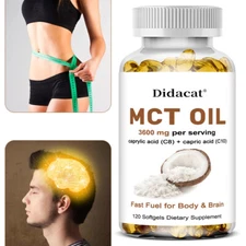 Pure MCT Oil 3600mg C8 C10 Weight Loss Energy Brain Capsules