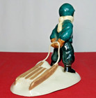 VTG Porcelain "Boy with Sled" Figurine 4”x 4"x 2.5" Marked Carter Near Mint!!!