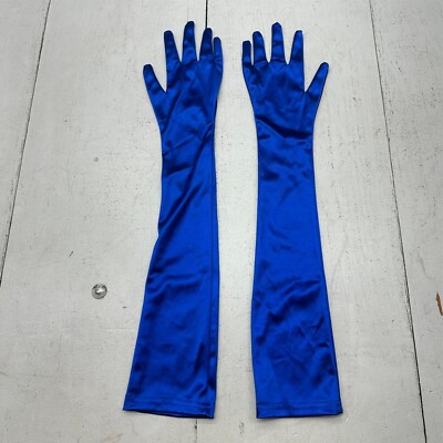 Allegra K Women's Long Gloves 1920s Evening Party Full Finger Mittens Elegant Opera Glove One Size Royal Blue