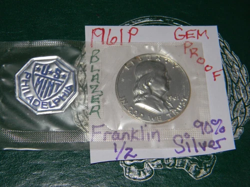 1961 P 50c [PROOF] Franklin 90% Silver Half Dollar  Uncirculated Still In Cello