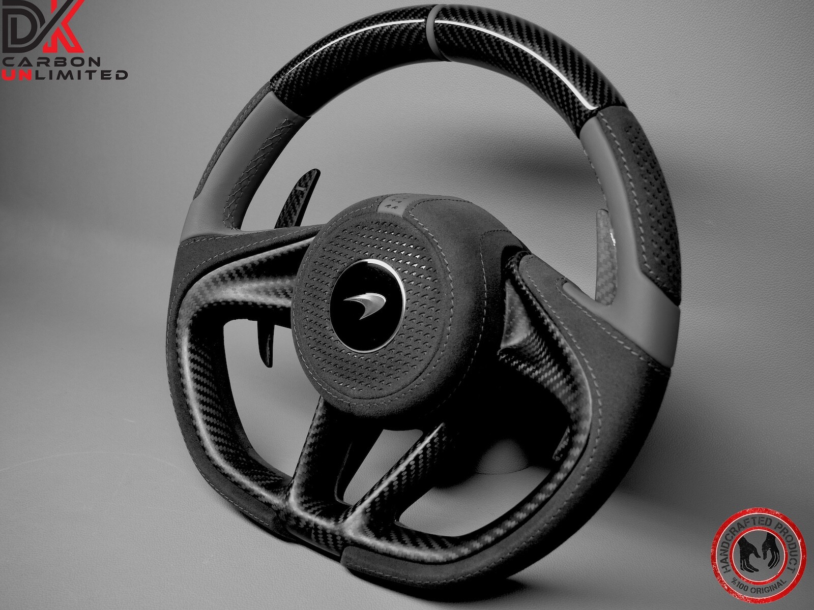 McLaren 720S 750S 765LT Spider GT Gray Ring Napa Gloss Carbon Steering Wheel