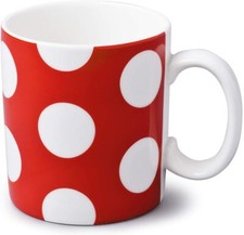 Extra Large Big Mug, 1 Pint Coffee, Tea, Soup Chunky Dotty Mug, Polka Dot Red