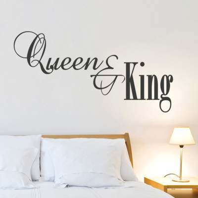  Wandtattoo Spruch ''Queen and King'', Schlafzimmer, Wandsticker, Wandaufkleber