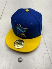 New Era 59Fifty Minnesota Twins Blue Yellow Fitted Hat Mens Size 6 7/8