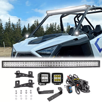 WEISEN Roof 42'' Light Bar+A-pillar Pods Mounts Wire Kit For Polaris RZR Pro R/R4