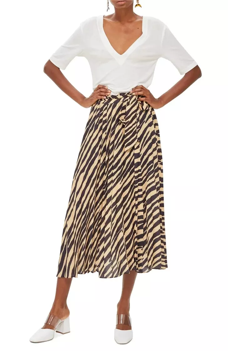 Zebra print clearance midi skirt topshop