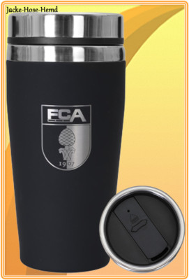 FC Augsburg Thermobecher Becher Schwarz Logo Wappen FCA Mehrweg ca.450ml NEU