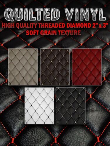 HQ Thread Quilted Vinyl Soft Grain Texture Diamond 2"x3" With 3/8" Foam Backing - Afbeelding 1 van 55