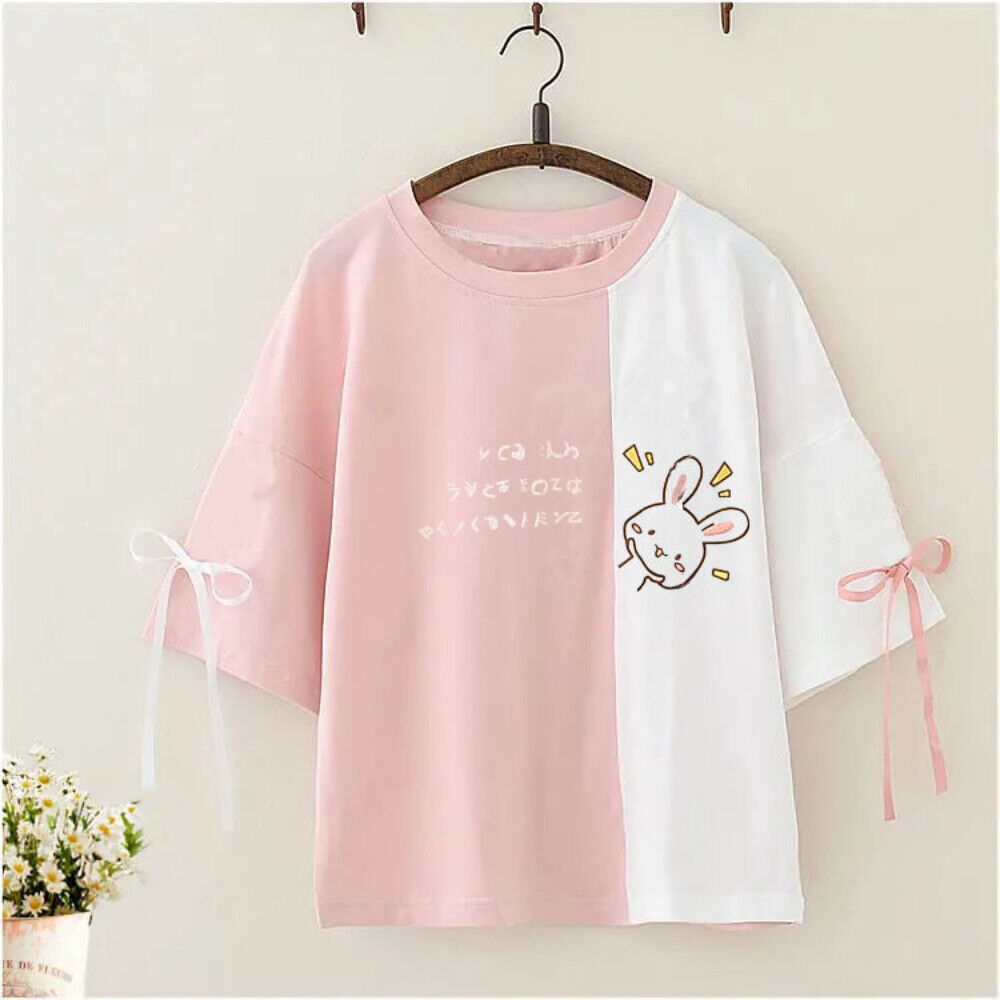 Kawaii Soft Girl Estilo Japanese Cartoon Print T-shirt - Loja de