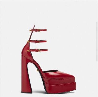 Versace Aevitas Pointy Platform Pumps Red 10.5 US Leather