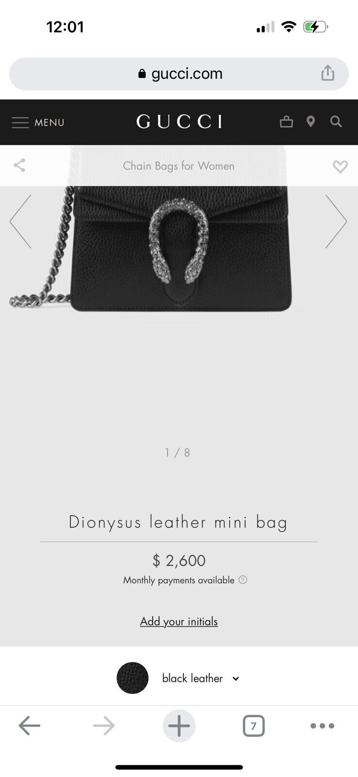 pre-owned Gucci Dionysus Shoulder Mini Bag Black … - image 8